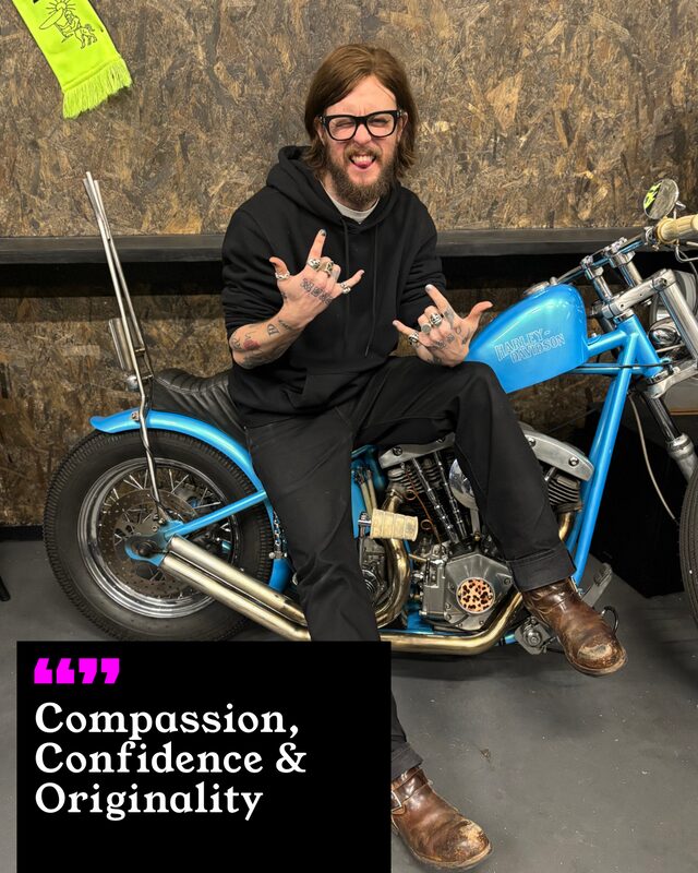 Simo holding up his painted nails. His three words: Compassion, Confidence and Originality.